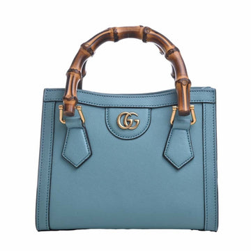 GUCCI Bamboo Leather Diana Mini Tote Bag 2WAY Shoulder 655661 Blue Ladies