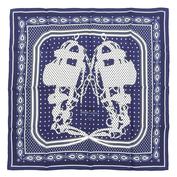 HERMES Carre 55 Brides de Gala BRIDES GALA dot scarf muffler silk navy x white