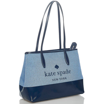 KATE SPADE bicolor tote bag blue navy canvas leather ladies Spade