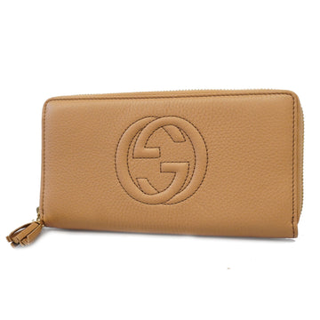 Gucci bi-fold long wallet Soho 308004 leather beige gold metal