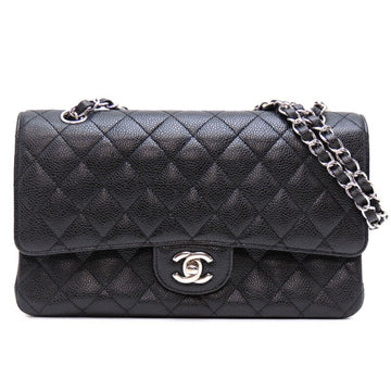 CHANEL Matelasse 25 Chain Shoulder Women's Bag AO1112 Caviar Skin Black