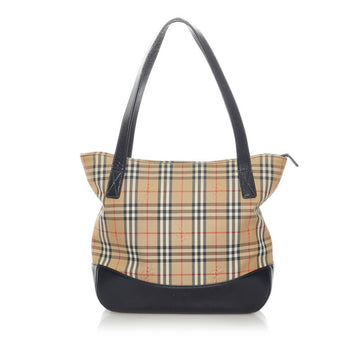 Burberry Nova Check Shadow Horse Handbag Beige Black Leather Canvas Ladies BURBERRY