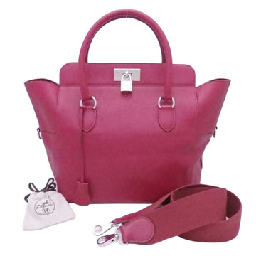 HERMES 2Way Bag Toolbox Rouge Imperial Swift Leather x Silver Hardware Handbag Shoulder