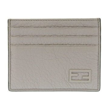 FENDI Leather Card Case Greige/Blue