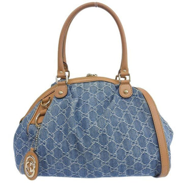 GUCCI Denim GG Sookie 2WAY Handbag 223974 Blue/Brown Ladies