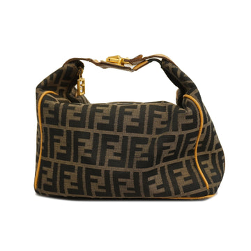 FENDIAuth  Zucca Women's Nylon Canvas Handbag Brown