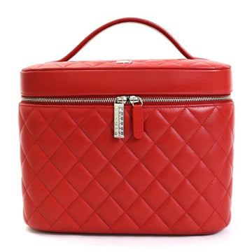 CHANEL Handbag Vanity Bag Matelasse Coco Mark Lambskin Red Women's A80913