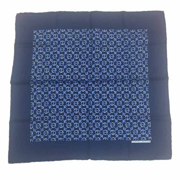 HERMES Men's Pocket Chief Shane Dunkle Scarf Muffler POCHETTE TWILL Silk 100% Navy Neckerchief Bandana