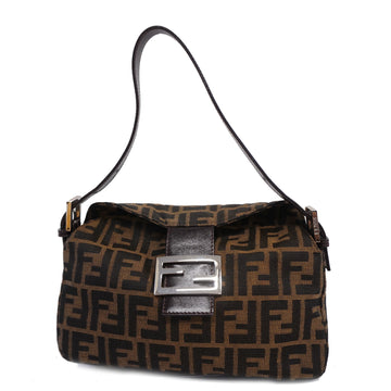 FENDIAuth  Zucca Handbag Women's Nylon Canvas,Leather Brown