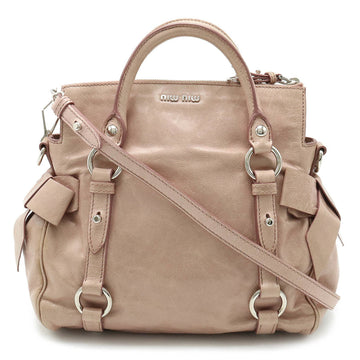 MIU MIU Miu Ribbon Handbag Shoulder Bag Leather Pink RT0438