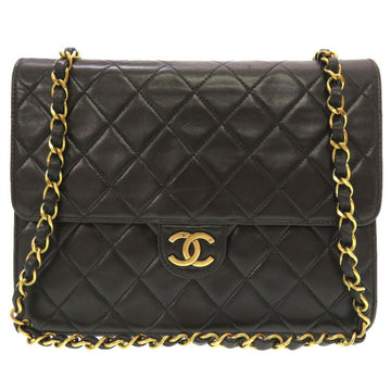 CHANEL Lambskin Black Matelasse No. 3 Gold Chain Shoulder Bag