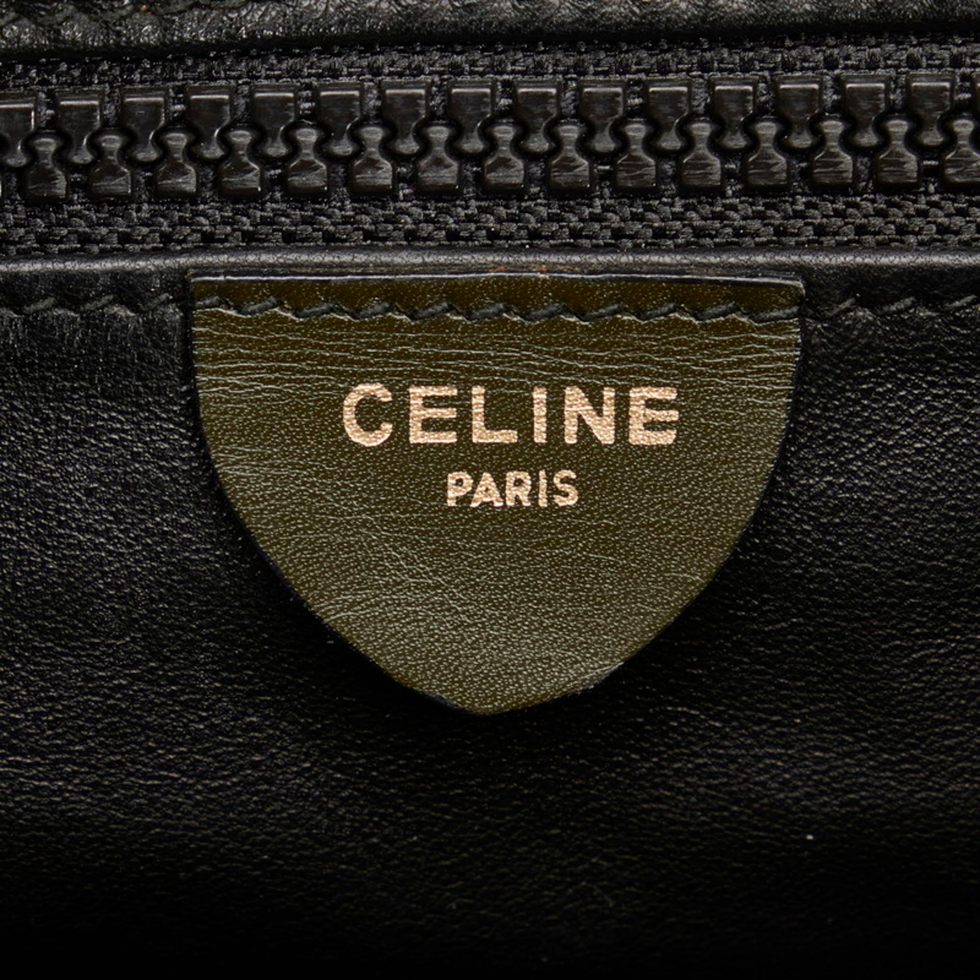 CELINE shoulder bag khaki leather ladies