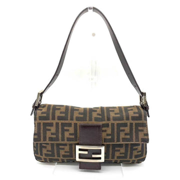 FENDI Bag Mamma Bucket Khaki Brown Zucca Shoulder Flap Ladies Canvas Leather