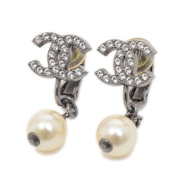 Chanel Earrings Cocomark Rhinestone/Pearl Metallic 16A