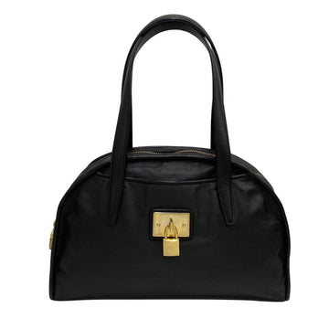 LOEWE Anagram Logo Hardware Leather Handbag Mini Boston Bag Black 78372