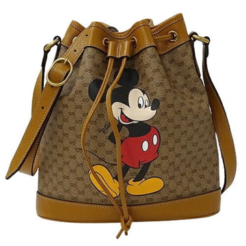 GUCCI Bag Women's Shoulder GG Supreme Brown Beige 602691 Disney Mickey Collaboration Bucket