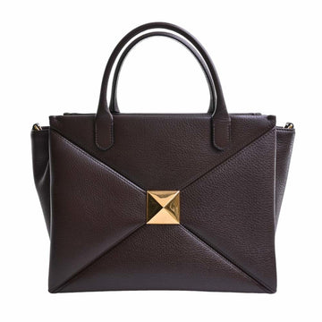 VALENTINO Leather One Stud Handbag Brown Women's