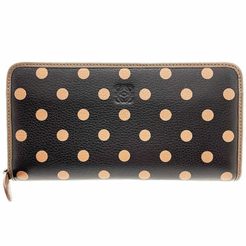 Loewe Long Wallet Cruz Zip Around Calfskin Dark Brown Salmon 131N34.F13 LOEWE Leather Polka Dot Anagram Round CRUZ