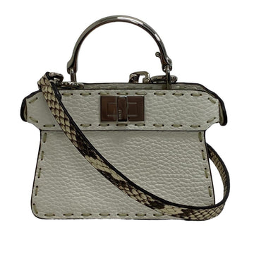 FENDI 7AS106 Peekaboo Selleria Micro Ic You 2way Shoulder Bag White Ladies