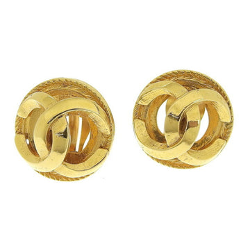 CHANEL Coco Mark Earrings Gold Metal