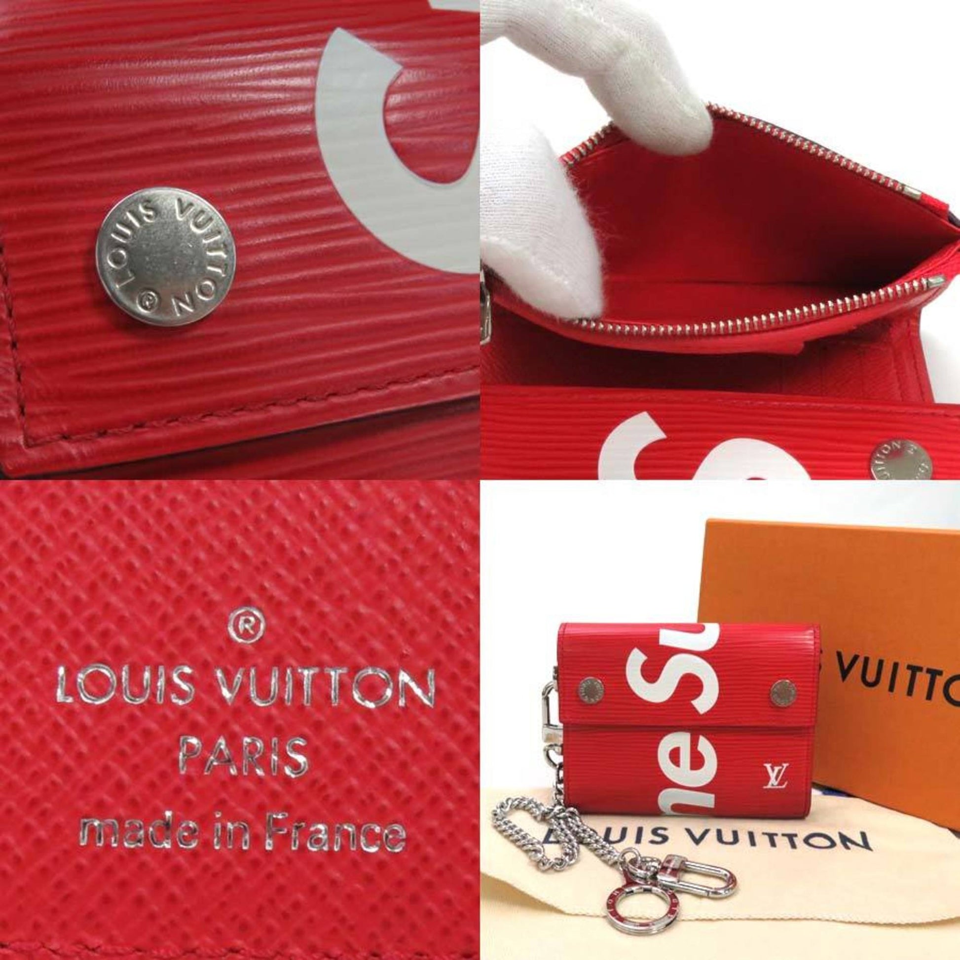 Louis Vuitton x Supreme Pattern Print, Red 2017 Chain Trifold Wallet
