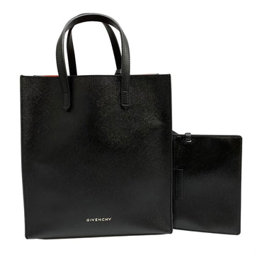GIVENCHY Logo Metal Faux Leather Handbag Mini Tote Bag Black