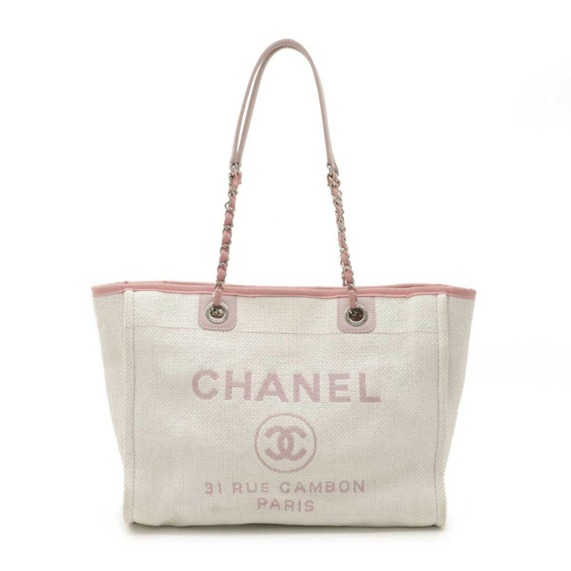 Chanel Deauville Straw mm Tote Bag in Army,Tan
