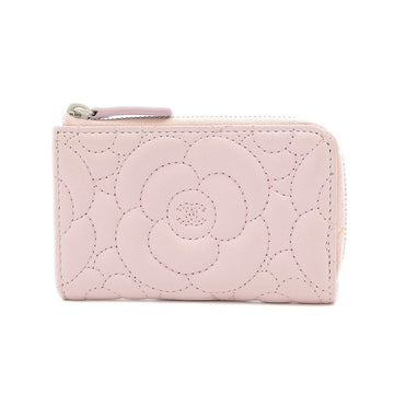 Chanel Camellia Coin Case Leather Light Pink