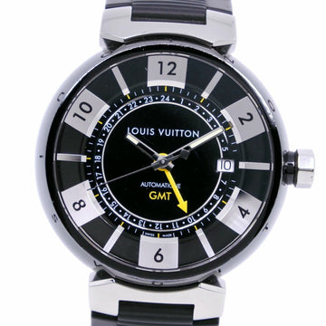 LOUIS VUITTON Tambour In Black GMT Q113K Stainless Steel x Rubber Automatic Men's Dial Watch