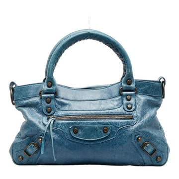 BALENCIAGA The First Handbag 103208 Blue Leather Ladies