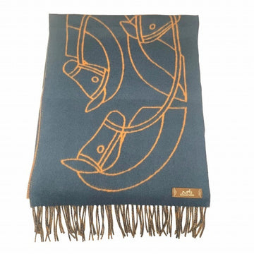 HERMES Entrelac Equestre Blue Pilot Camel Cashmere Muffler Men's Women's Fall Winter 2022 Collection