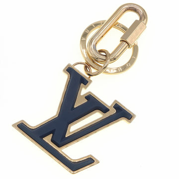 LOUIS VUITTON Keychain Porto Cle LV Soft Charm M68299 Navy Gold Men's Women's Keyring