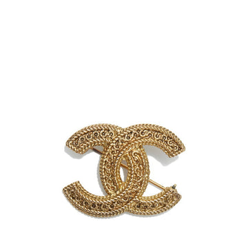 CHANEL coco mark brooch gold plated ladies