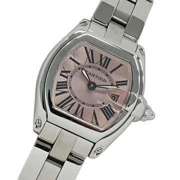CARTIER Watch Women's Roadster SM Date Quartz Stainless Steel SS W62017V3 Silver Pink with Replacement Belt Polished