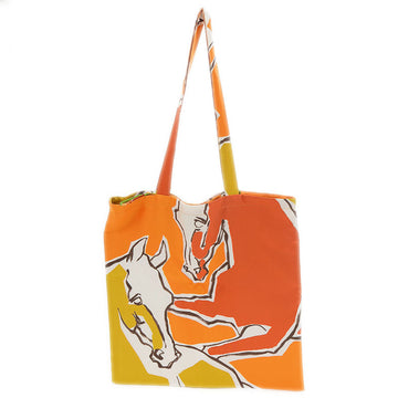 HERMES Petit Ash Eco Bag Tote Silk Orange/Yellow