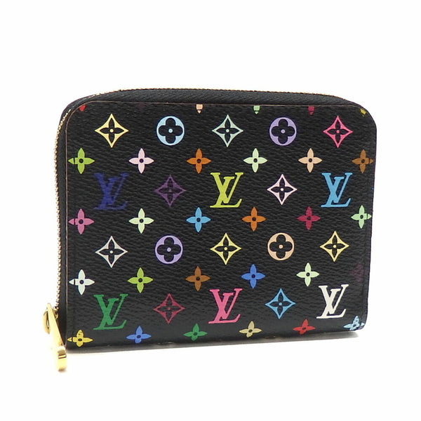 Louis Vuitton Monogram Multicolor Zippy Wallet Black Grenade Pink