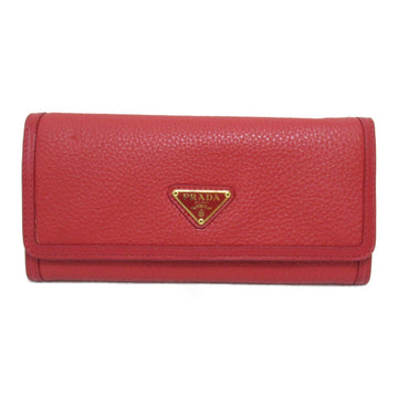 PRADA Bifold long wallet Red leather 1MH132