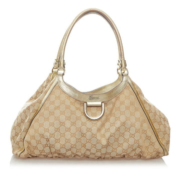 Gucci GG Canvas Abbey Handbag 189835 Beige Gold Leather Ladies