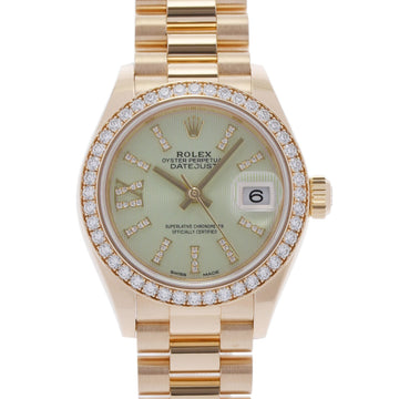 ROLEX Datejust 28 Diamond Bezel 279138RBR Women's YG Watch Automatic Winding Green Dial