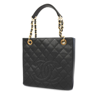 Chanel Matelasse Chain Tote Women's Caviar Leather Tote Bag Black