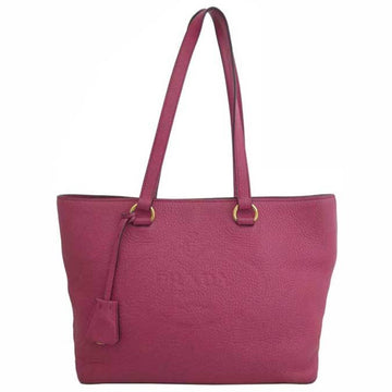 Prada bag logo pink x gold metal fittings leather shoulder tote ladies