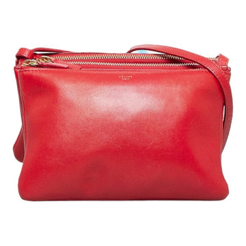 CELINE Trio Small Shoulder Bag Red Leather Ladies