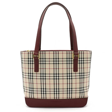 BURBERRY Nova check plaid tote bag handbag canvas leather beige black