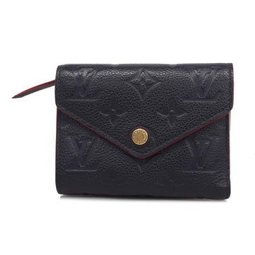 LOUIS VUITTON Trifold Wallet Monogram Empreinte Portefeuille Victorine M64577 Marine Rouge Women's