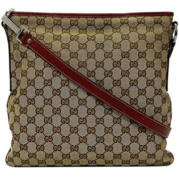 Gucci shoulder bag beige red GG canvas 113013 leather GUCCI ladies