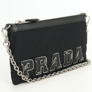 PRADA Logo Pouch 1MB007 2BON F0632 Nylon Ladies