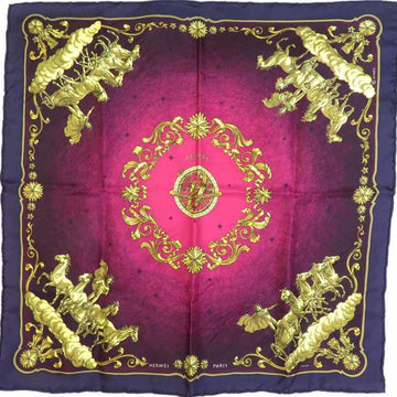 HERMES Scarf Petit Carre COSNVOS Silk Purple/Gold Women's