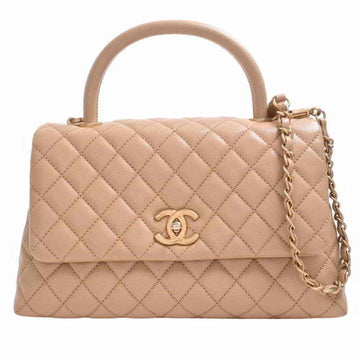 Chanel caviar skin matelasse here mark chain shoulder bag beige