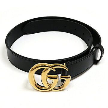 GUCCI GG Marmont shiny buckle leather belt total length 86.5cm width 3cm black 414516