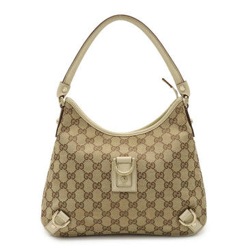 Gucci Abbey GG canvas shoulder bag leather khaki beige 130738